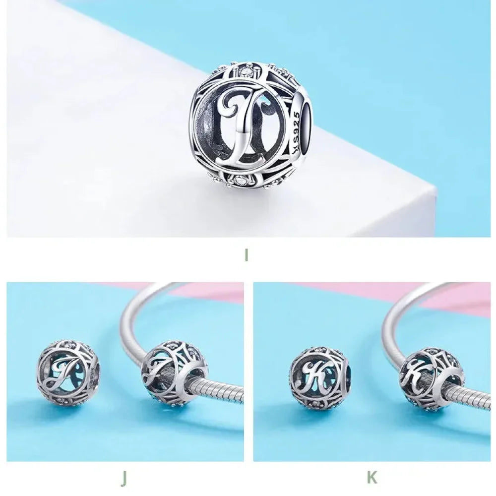 925 Sterling Silver Initial Charm Bead