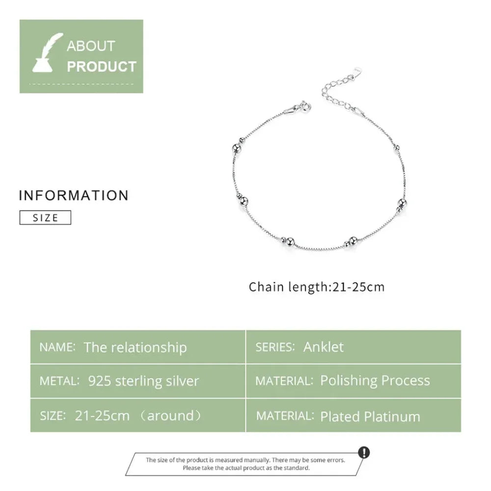 The Minimalist 925 Sterling Silver Bead Anklet