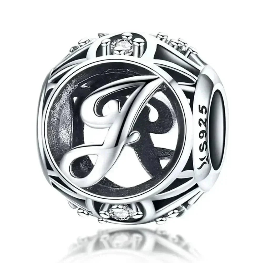 925 Sterling Silver Initial Charm Bead