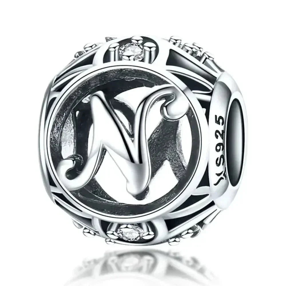 925 Sterling Silver Initial Charm Bead