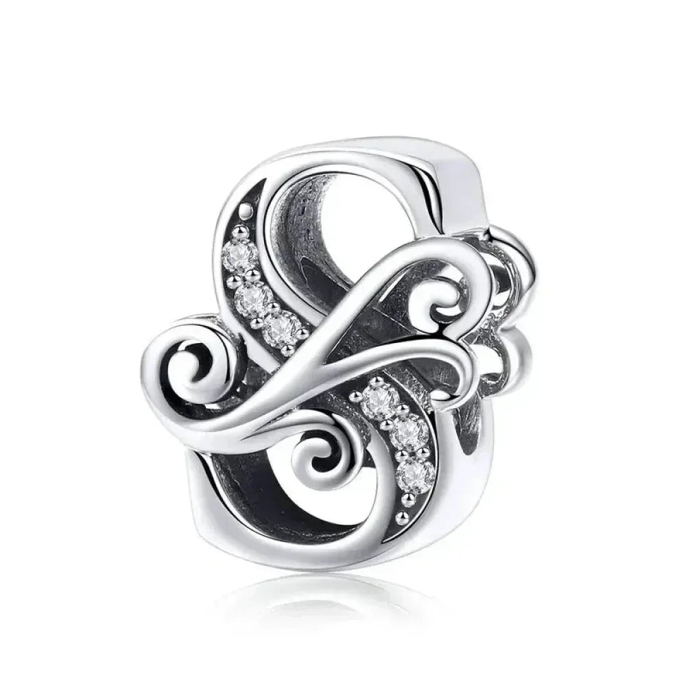 Vintage Openwork 925 Sterling Silver Initial Charm
