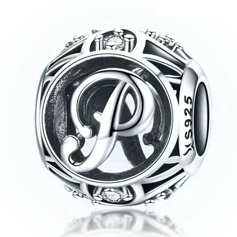 925 Sterling Silver Initial Charm Bead