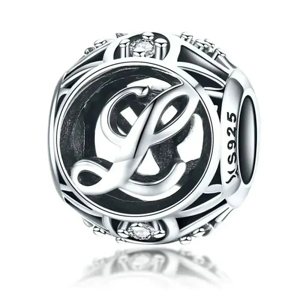 925 Sterling Silver Initial Charm Bead