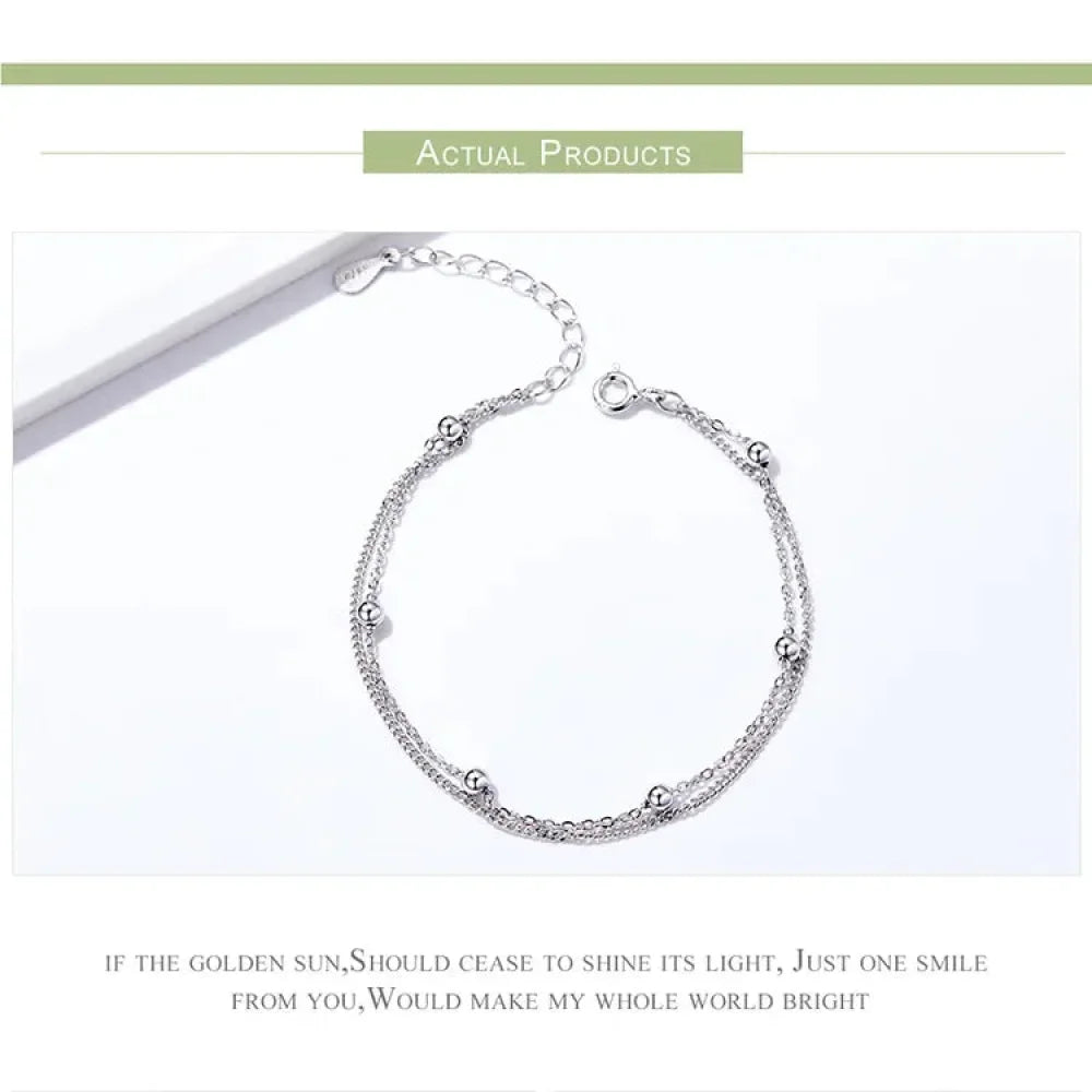 925 Sterling Silver Double Bead Chain Bracelet