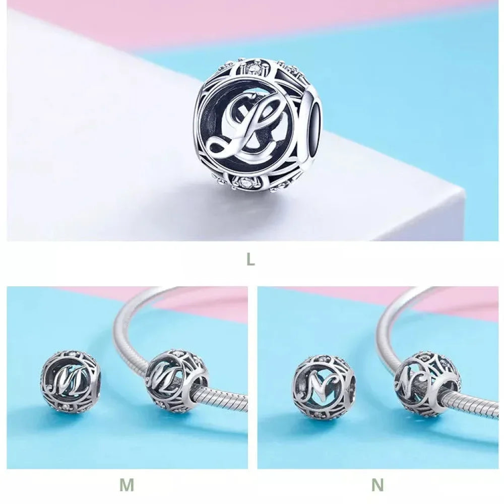 925 Sterling Silver Initial Charm Bead