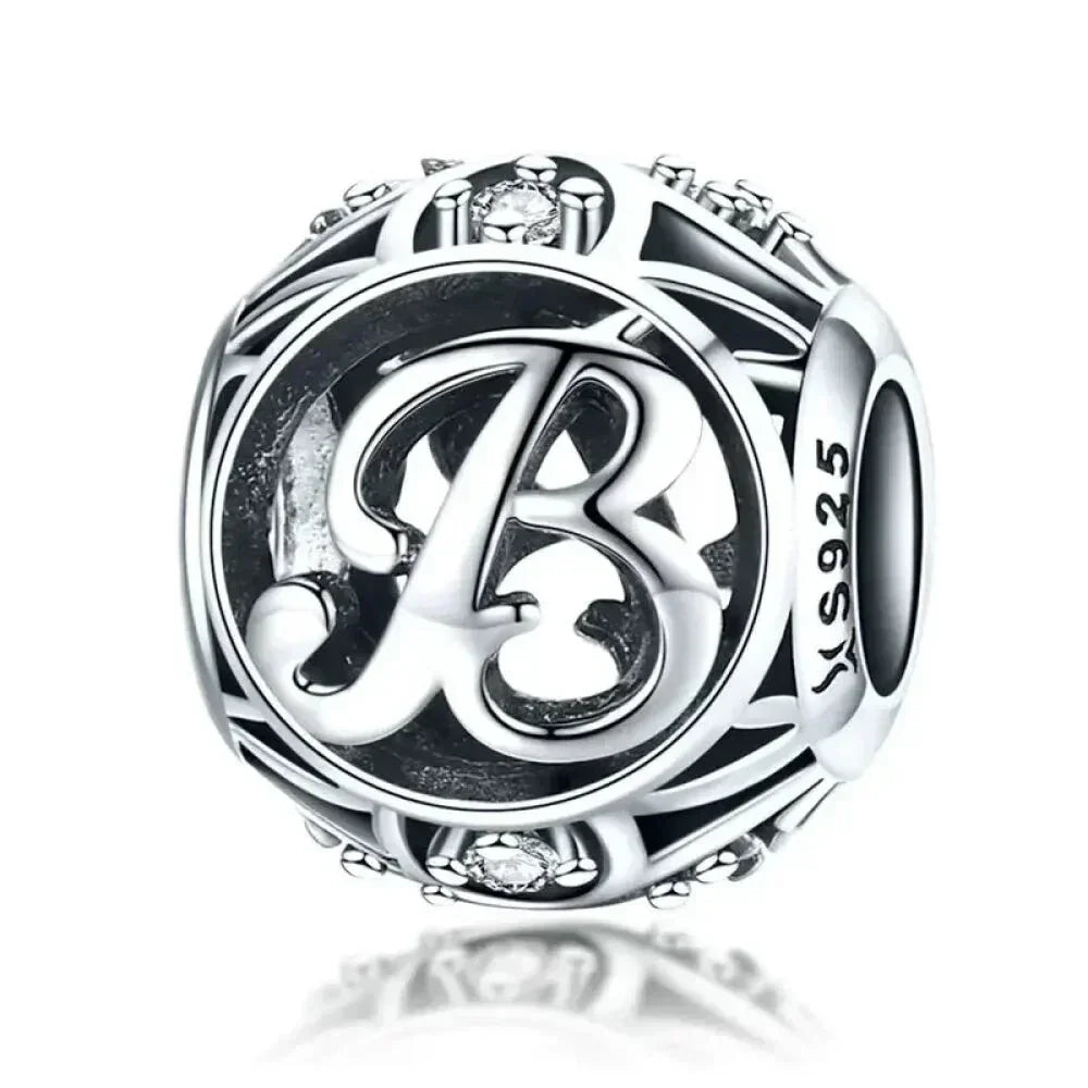 925 Sterling Silver Initial Charm Bead