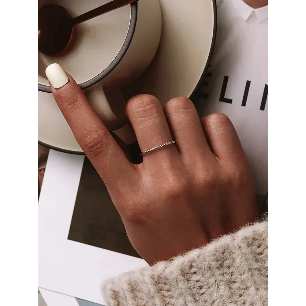 925 Sterling Silver Braided Texture Twisted Eternity Band Stackable Rings - Fine Jewelry