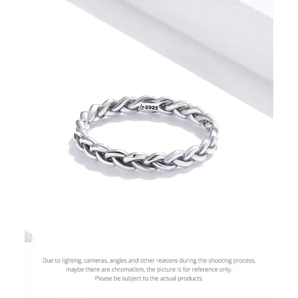 925 Sterling Silver Braided Texture Twisted Eternity Band Stackable Rings - Fine Jewelry