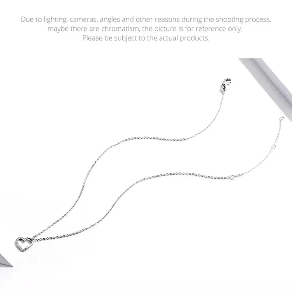 Genuine 925 Sterling Silver The Shape Of Love Chain Necklace For Women - Fine Jewelry 18.11'' Collar
