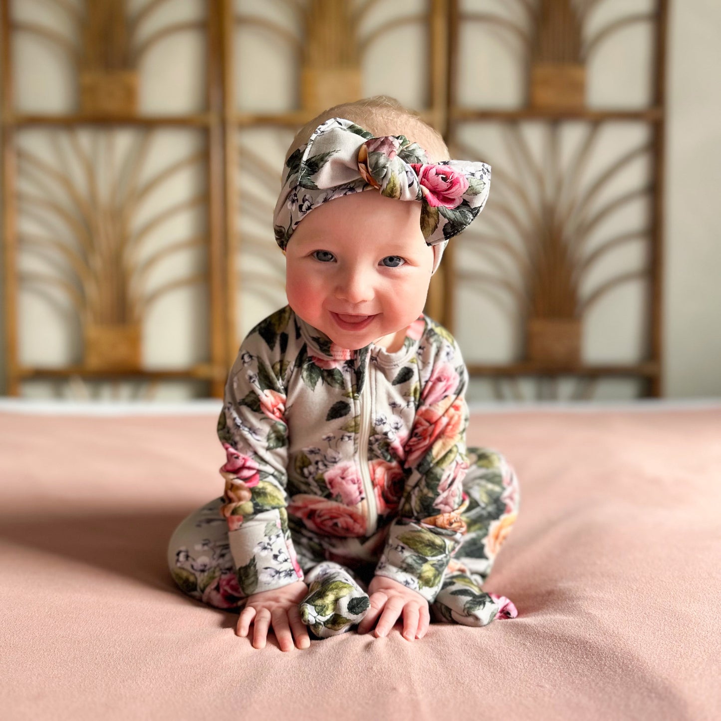 Bamboo Baby Zipper Footed Onesie | Antique Floral