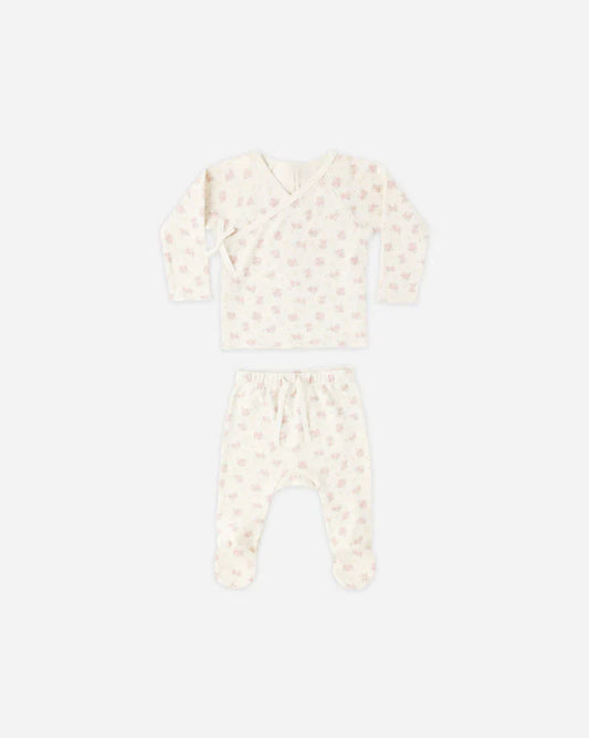 Wrap Top + Footed Pant Set | Flower Field | Quincy Mae