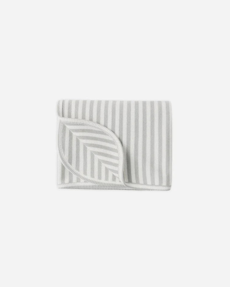 Waffle Baby Blanket | Sage Stripe | Quincy Mae