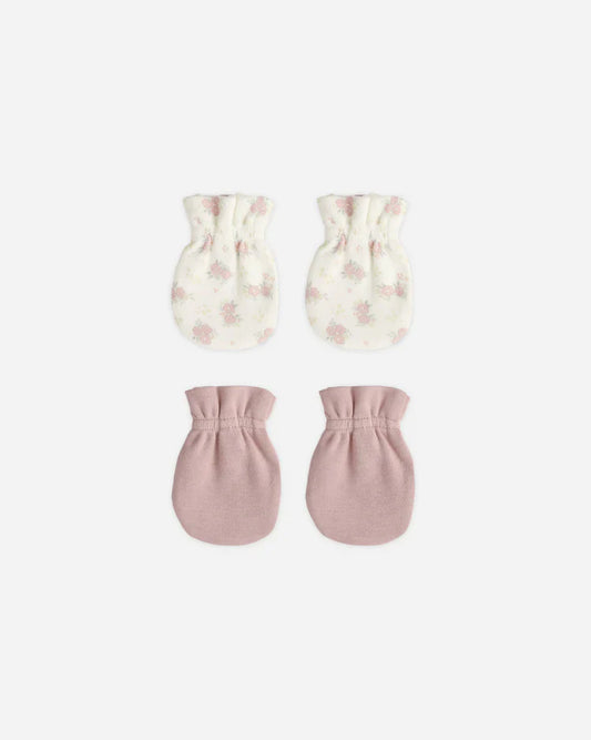 No Scratch Mittens Set | Mauve, Flower Field | Quincy Mae