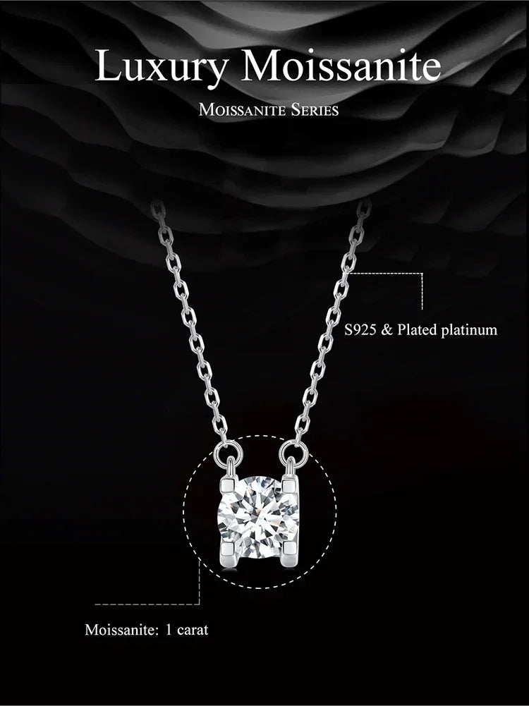 Radiant 1ct Moissanite Sterling Silver Pendant Necklace