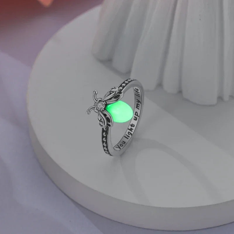 925 Sterling Silver Luminous Firefly Ring
