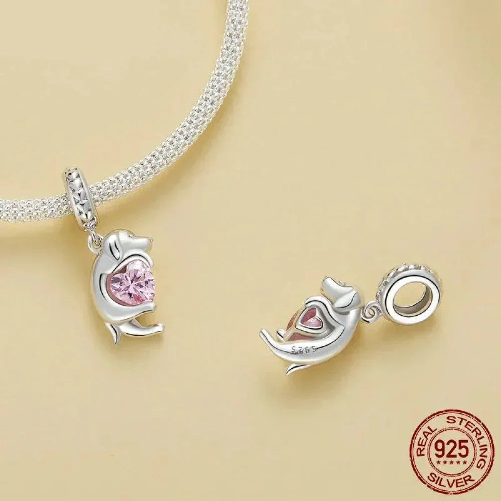 Genuine 925 Sterling Silver Pet Dog Charm For Bracelet - Poodle Dachshund Pendant