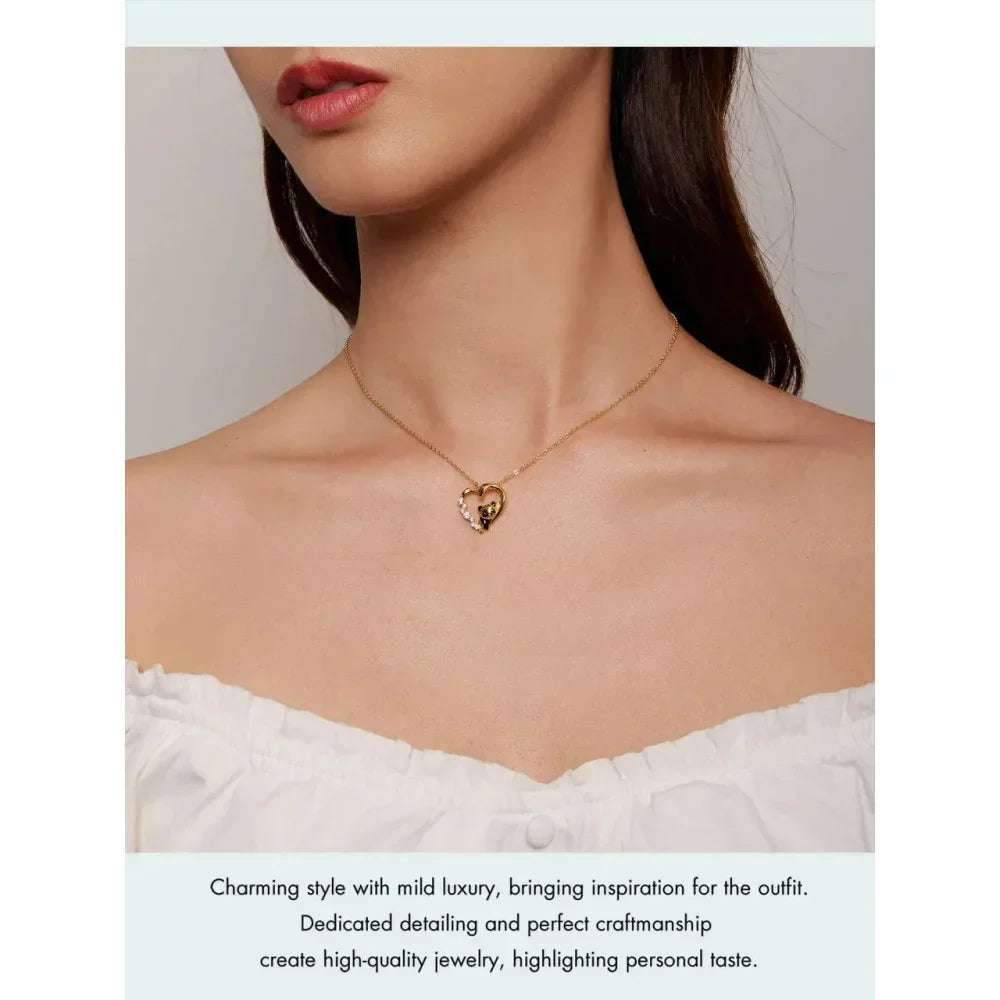 925 Sterling Silver Baby Panda Crystal Necklace | Enamel Cute Animal Charm Chain Link | Women'S Gift - 17.71'' Scn453