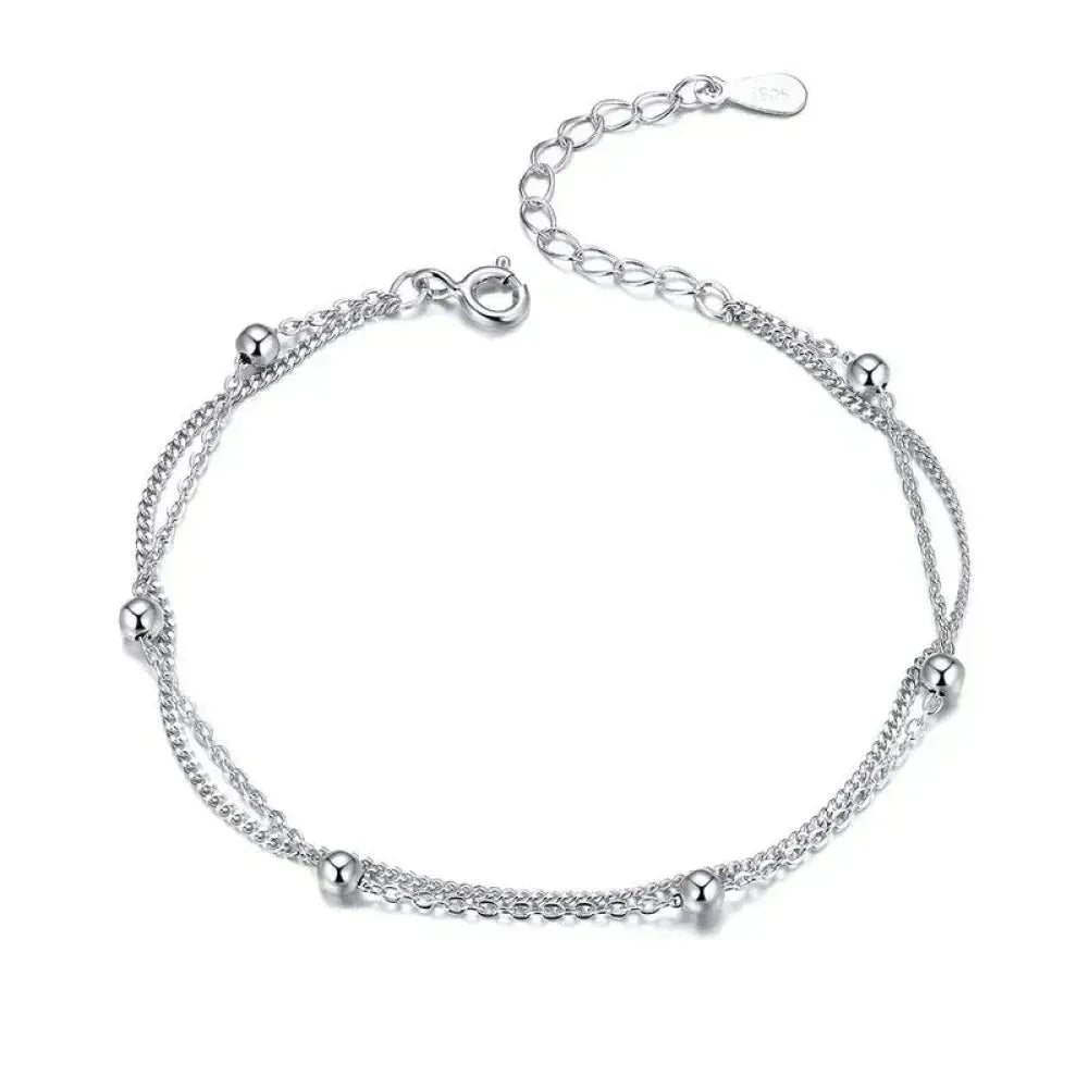 925 Sterling Silver Double Bead Chain Bracelet