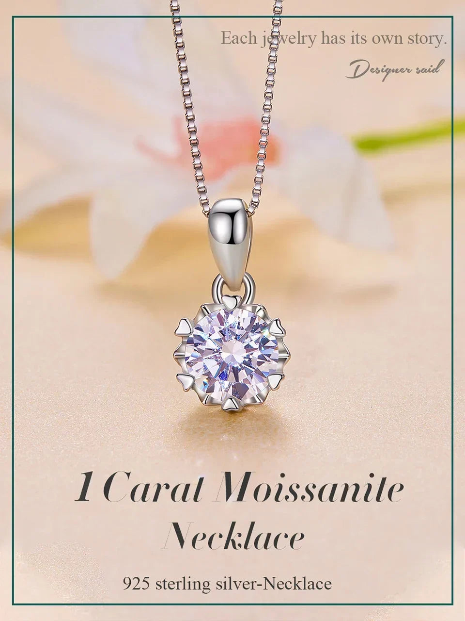 Stellar Shine 1ct Moissanite Sterling Silver Pendant Necklace