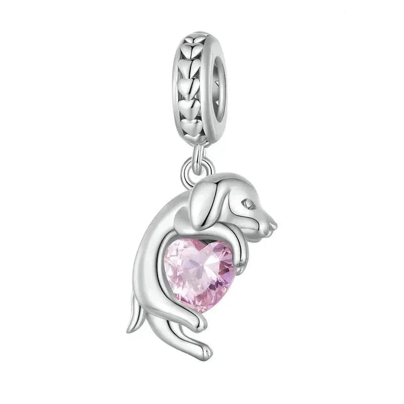 Genuine 925 Sterling Silver Pet Dog Charm For Bracelet - Poodle Dachshund Pendant