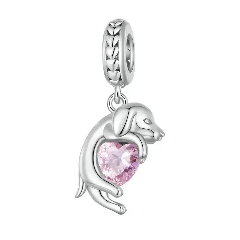 Genuine 925 Sterling Silver Pet Dog Charm For Bracelet - Poodle Dachshund Pendant