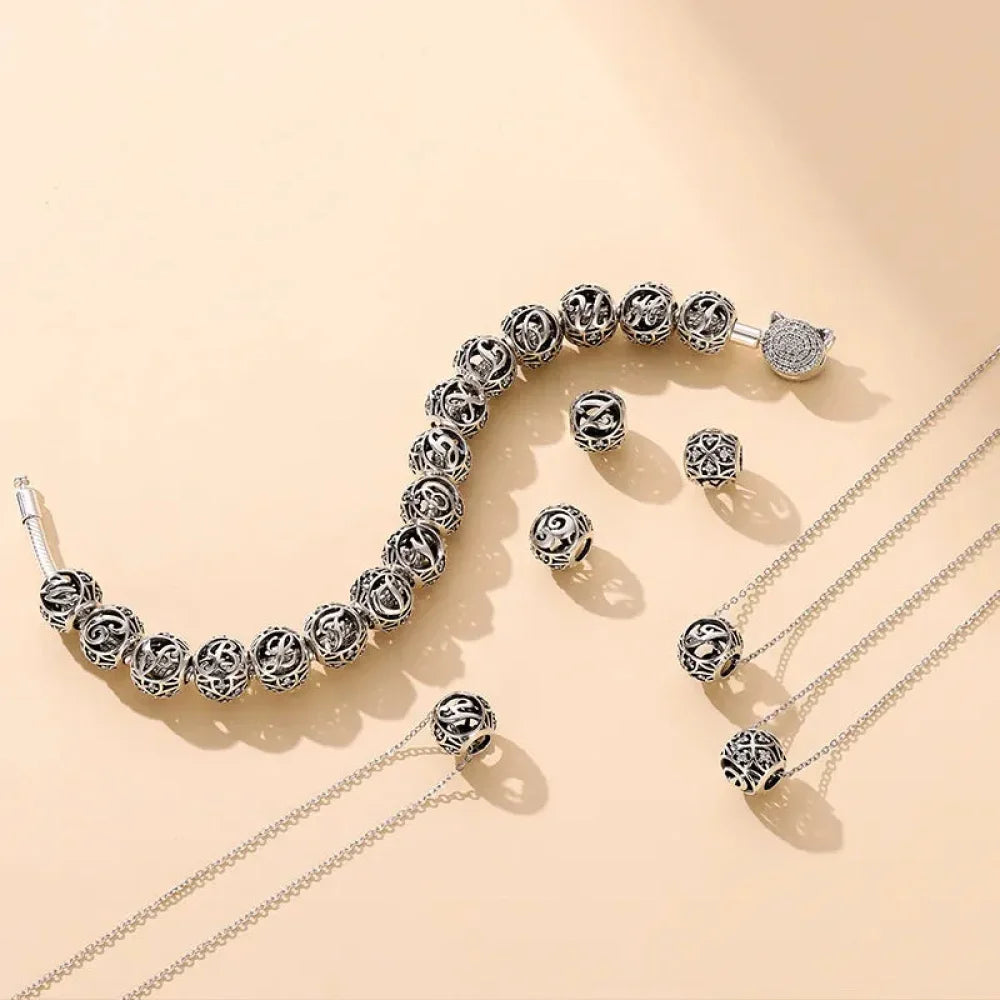 925 Sterling Silver Initial Charm Bead