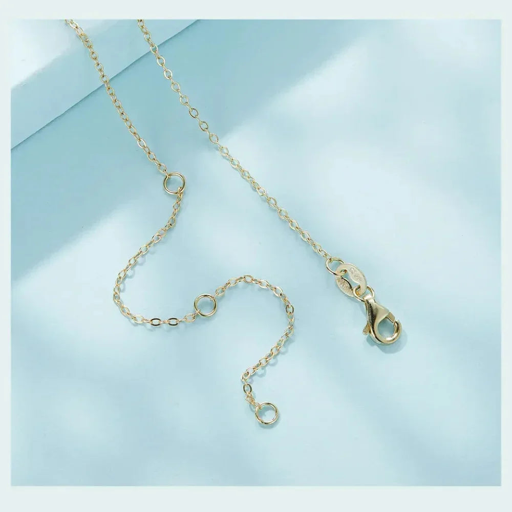 Genuine 925 Sterling Silver The Shape Of Love Chain Necklace For Women - Fine Jewelry 18.11'' Collar