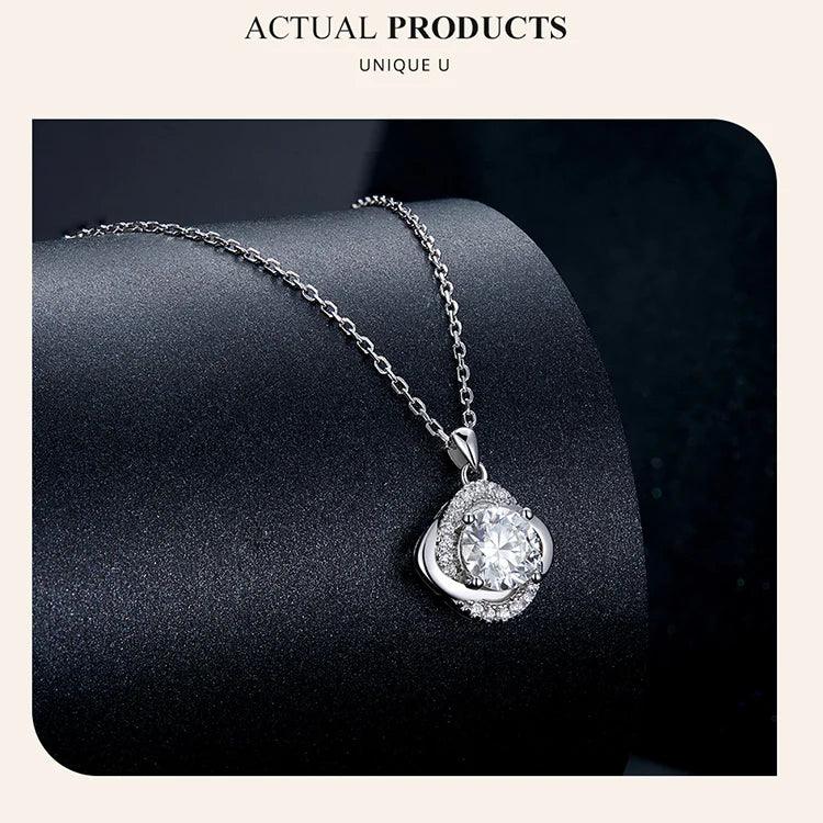 Lucky Clover 1ct Moissanite Sterling Silver Pendant Necklace