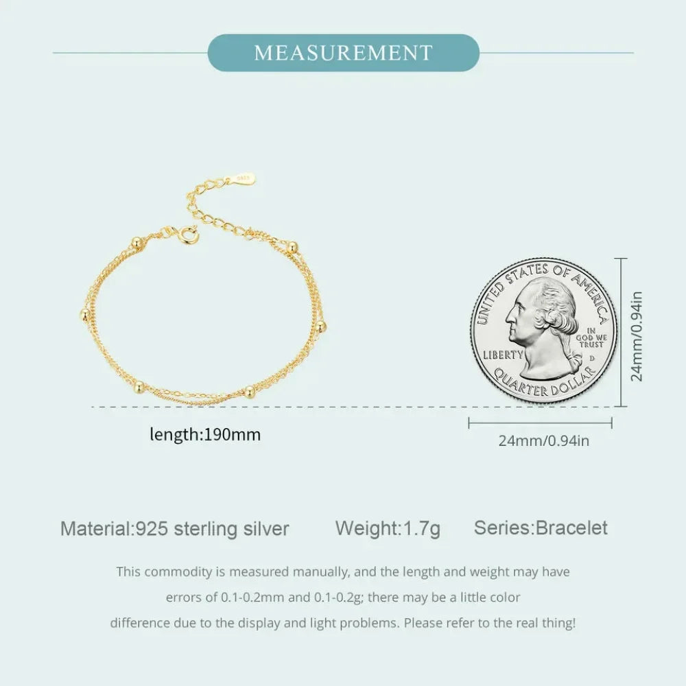 925 Sterling Silver Double Bead Chain Bracelet