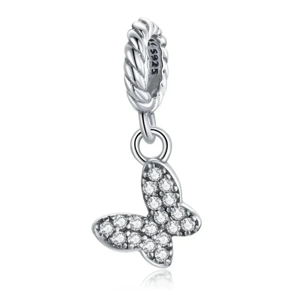 925 Sterling Silver Clear 5A Crystal Collection Family Heart X-Shape Charm Beads for Charm Bracelet & Necklace Pendant
