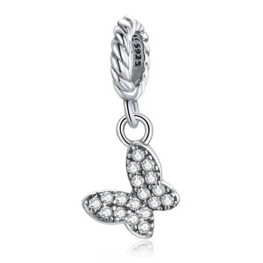 925 Sterling Silver Clear 5A Crystal Collection Family Heart X-Shape Charm Beads for Charm Bracelet & Necklace Pendant