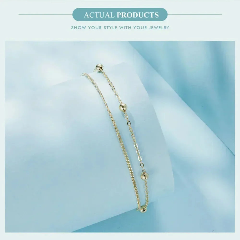 925 Sterling Silver Double Bead Chain Bracelet