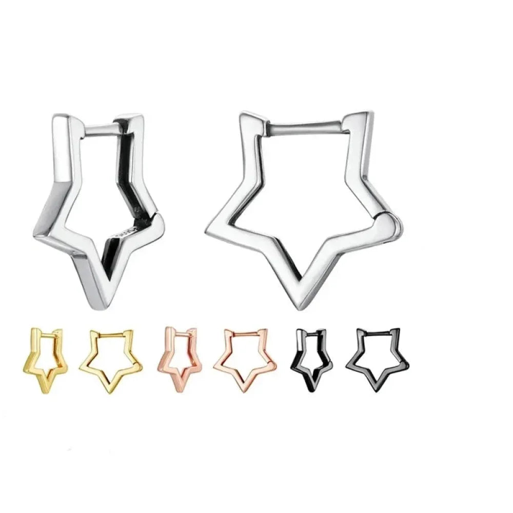 925 Sterling Silver Starlike Earrings - Minimalist Star Shape Ear Buckle for Women - Fashion jewelry SCE1136