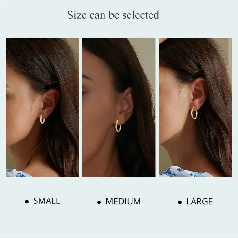 14K White Gold Plated 925 Sterling Silver Hoop Earrings | Hypoallergenic 24mm Hoops