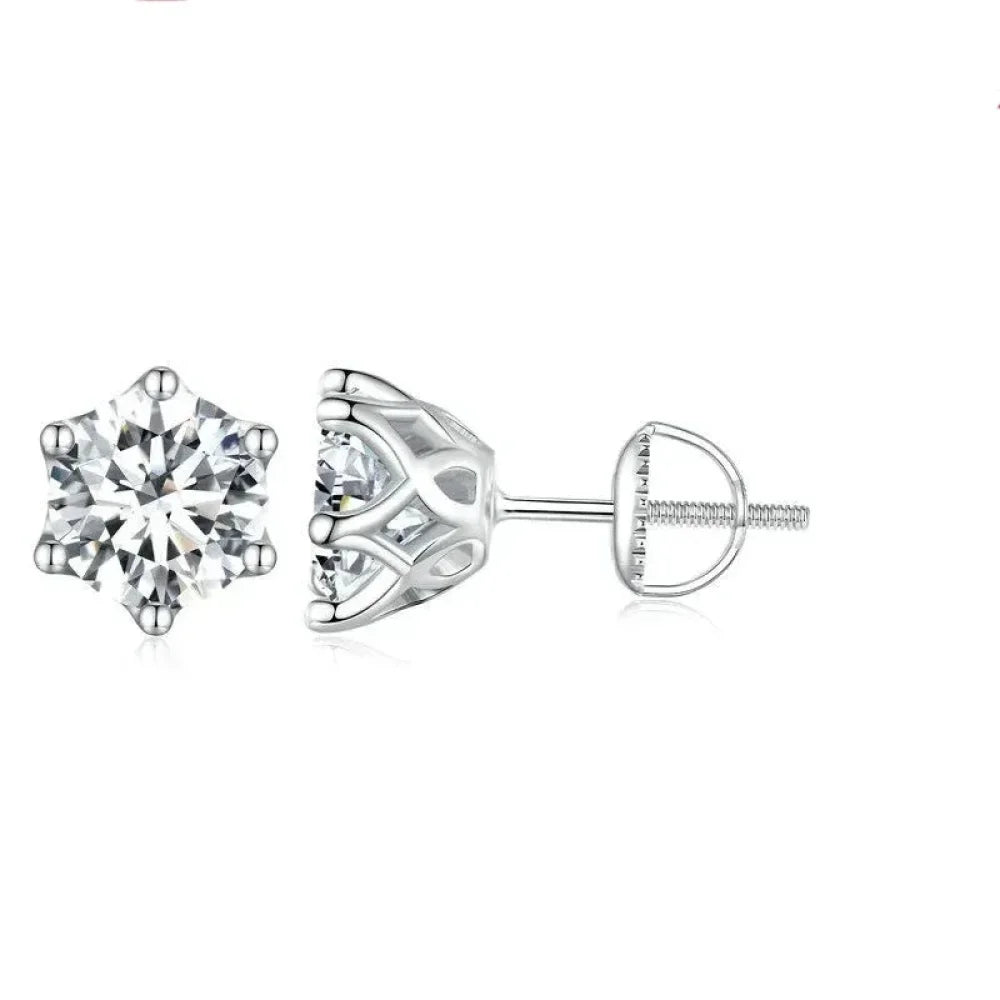 Radiant Moissanite Stud Earrings | D Color Round Cut 925 Silver, Gold Plated