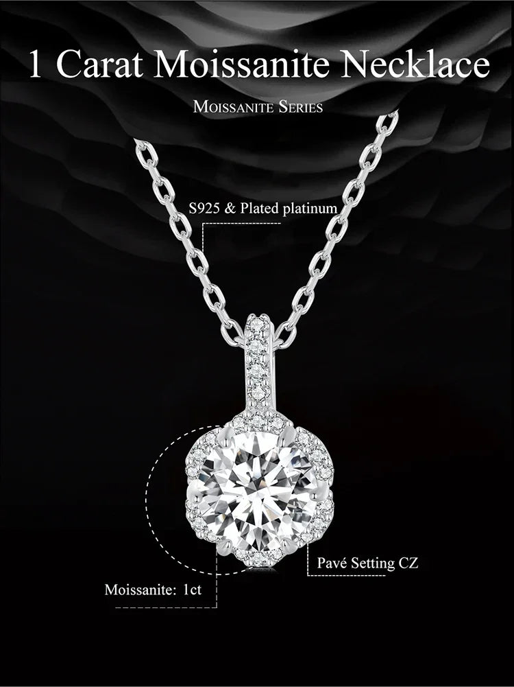 Petal Perfection 1ct Moissanite Sterling Silver Pendant Necklace