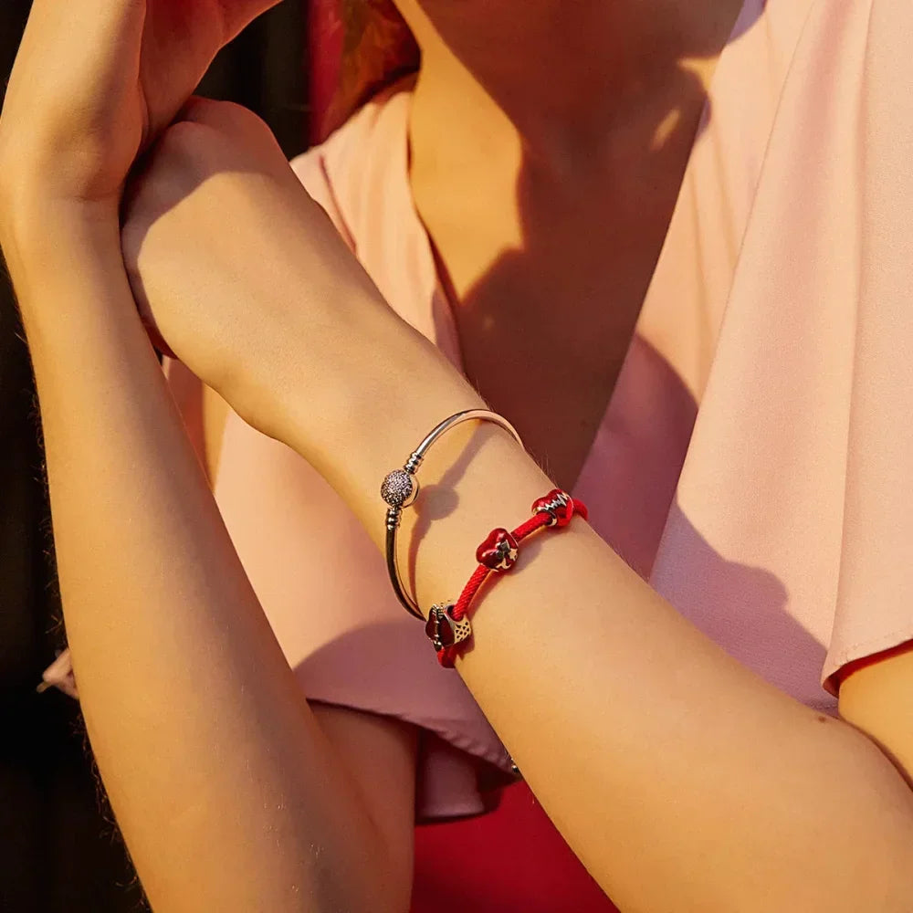 Sterling Silver Snake Chain Bangle Bracelet with CZ Pavé
