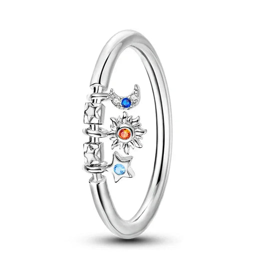 925 Sterling Silver Celestial Charm Ring