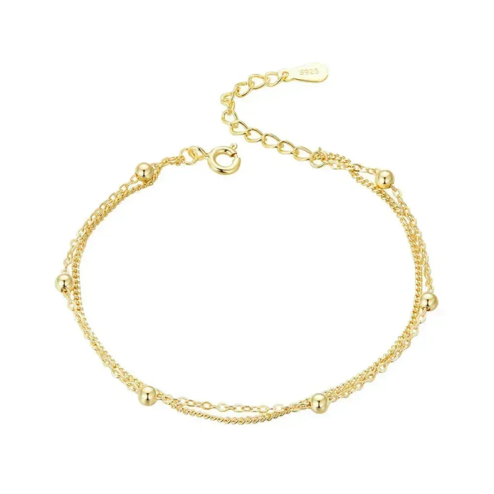 925 Sterling Silver Double Bead Chain Bracelet