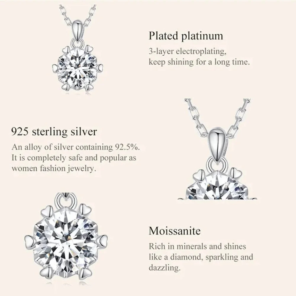 Stunning 1 Carat Moissanite Pendant Necklace | 925 Sterling Silver | Wedding & Bridal Fine Jewelry