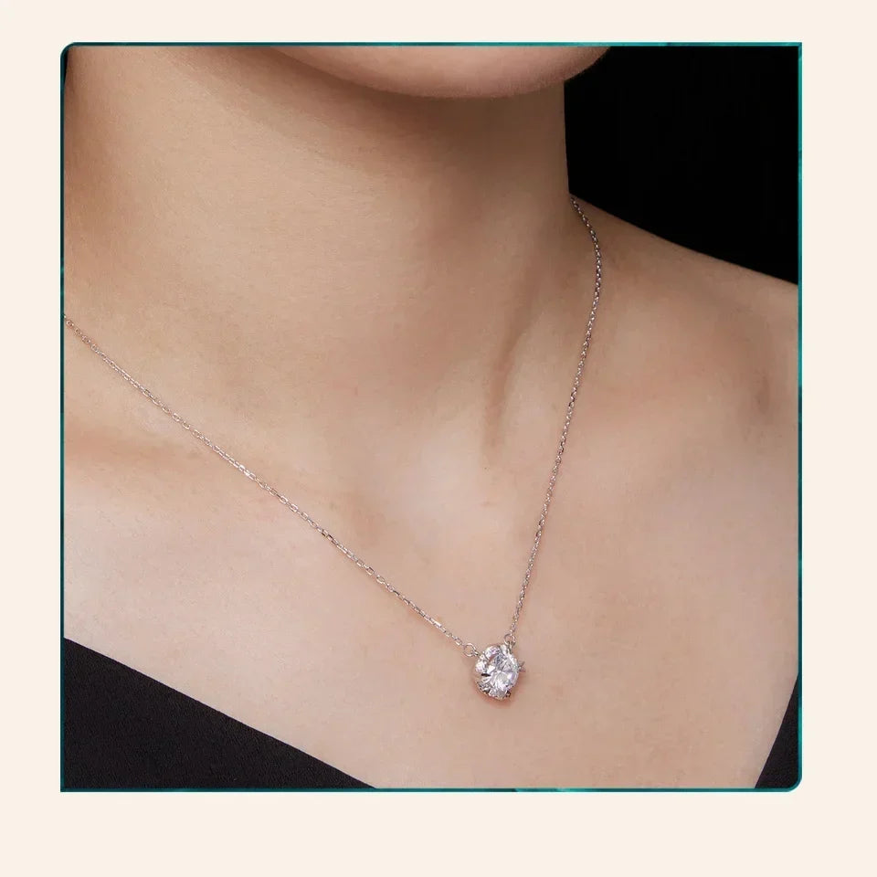 Dazzling Diamond Alternative: 1ct Moissanite Sterling Silver Pendant Necklace