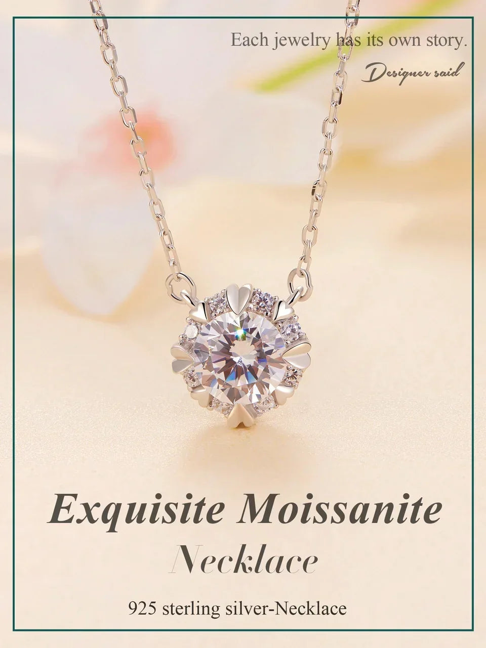 Dazzling Diamond Alternative: 1ct Moissanite Sterling Silver Pendant Necklace