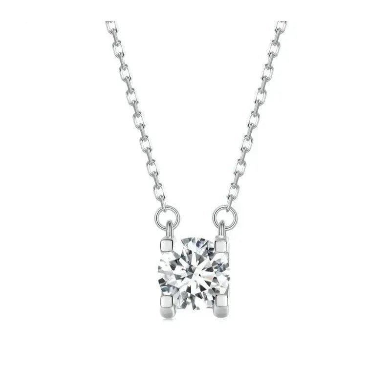 Radiant 1ct Moissanite Sterling Silver Pendant Necklace