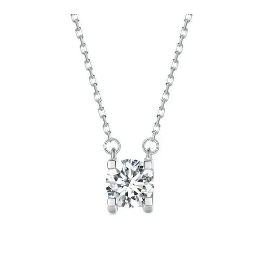 Radiant 1ct Moissanite Sterling Silver Pendant Necklace