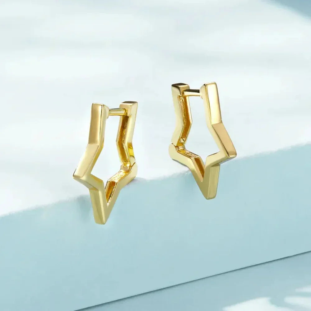 925 Sterling Silver Starlike Earrings - Minimalist Star Shape Ear Buckle for Women - Fashion jewelry SCE1136