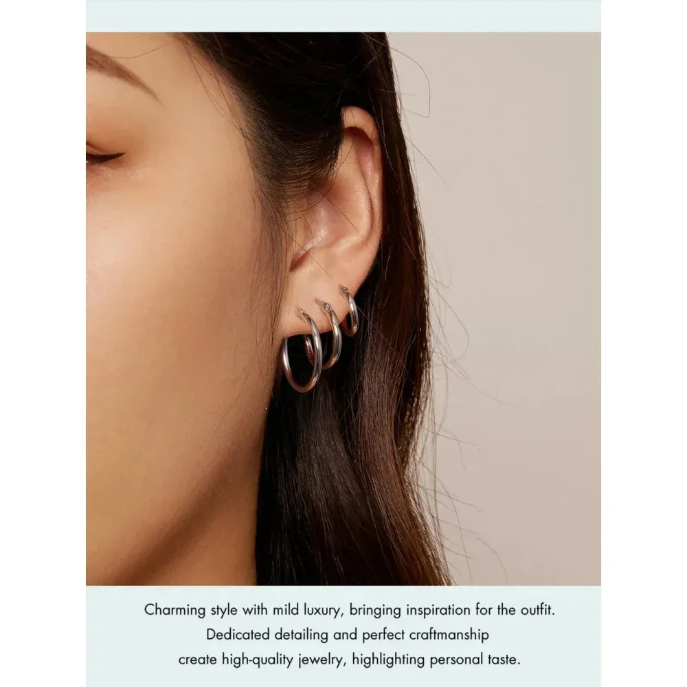14K White Gold Plated 925 Sterling Silver Hoop Earrings | Hypoallergenic 24mm Hoops