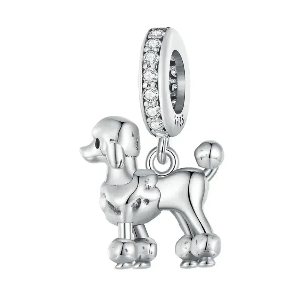 Genuine 925 Sterling Silver Pet Dog Charm For Bracelet - Poodle Dachshund Pendant