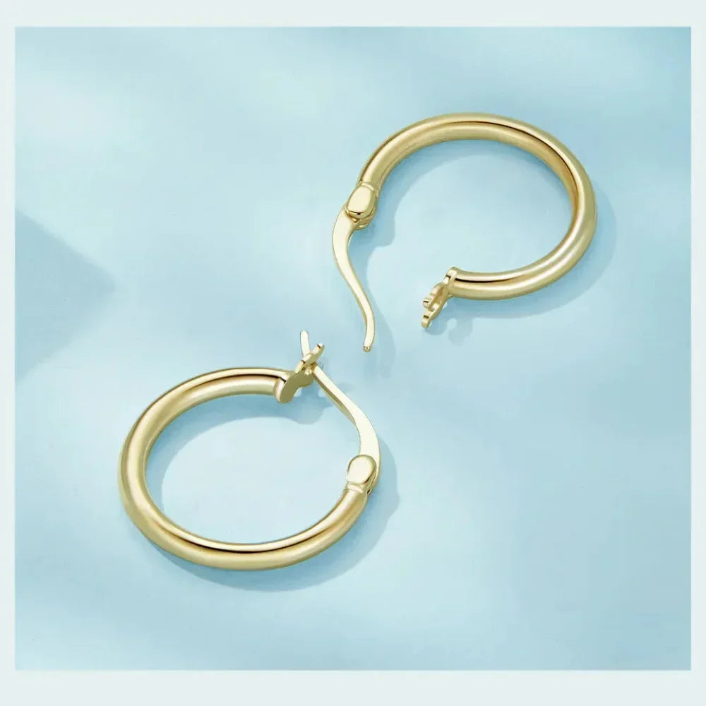 14K White Gold Plated 925 Sterling Silver Hoop Earrings | Hypoallergenic 24mm Hoops