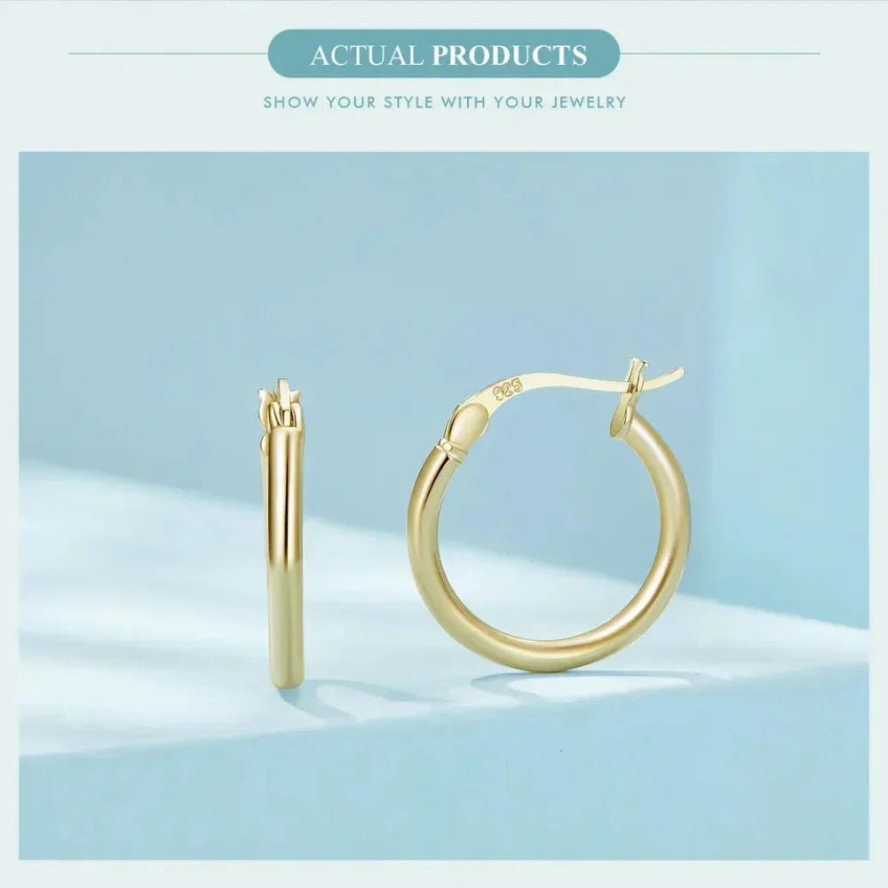 14K White Gold Plated 925 Sterling Silver Hoop Earrings | Hypoallergenic 24mm Hoops