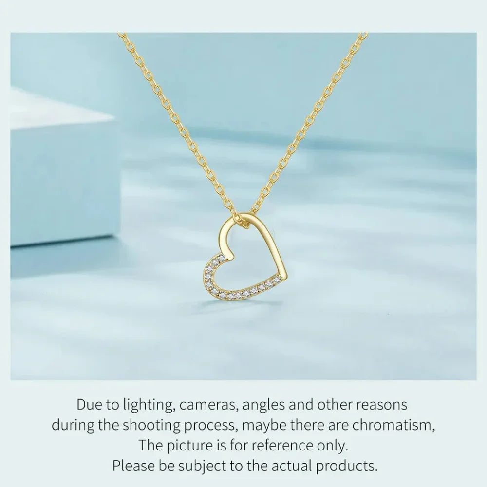 Genuine 925 Sterling Silver The Shape Of Love Chain Necklace For Women - Fine Jewelry 18.11'' Collar